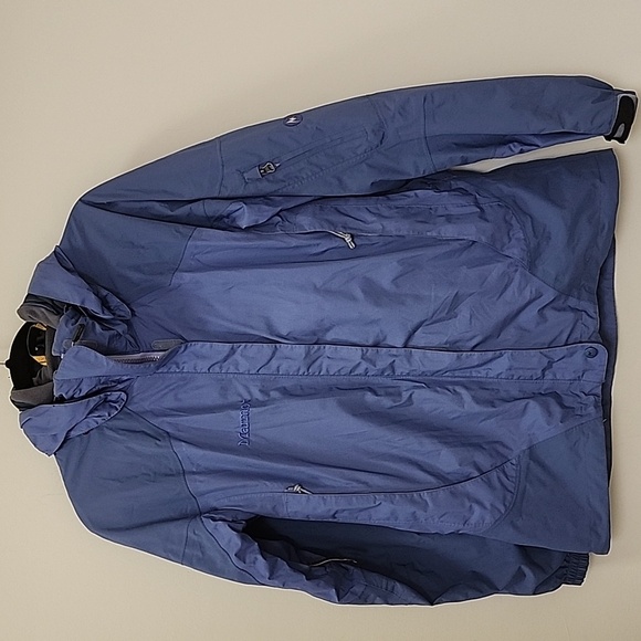 Marmot Women's Jacket  Rain Coat Outdoor Blue  Detachable Hood Size Medium - Picture 3 of 16